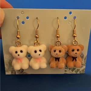 Fuzzy Teddy Bear Earrings